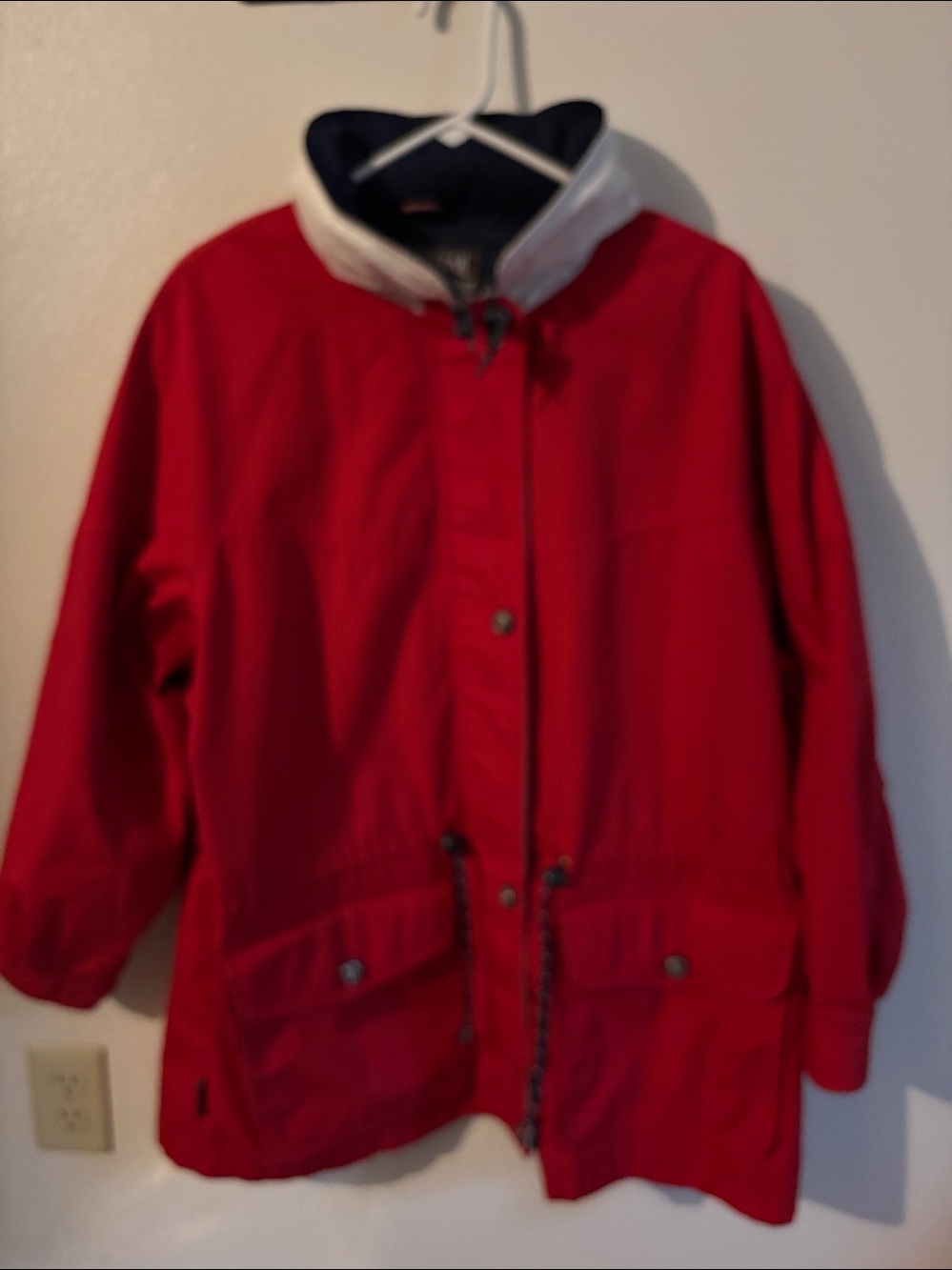 Pacific Trail XL Red/Blue/Cream Zip Front Snap Pkts Drawstring Hood Jacket
